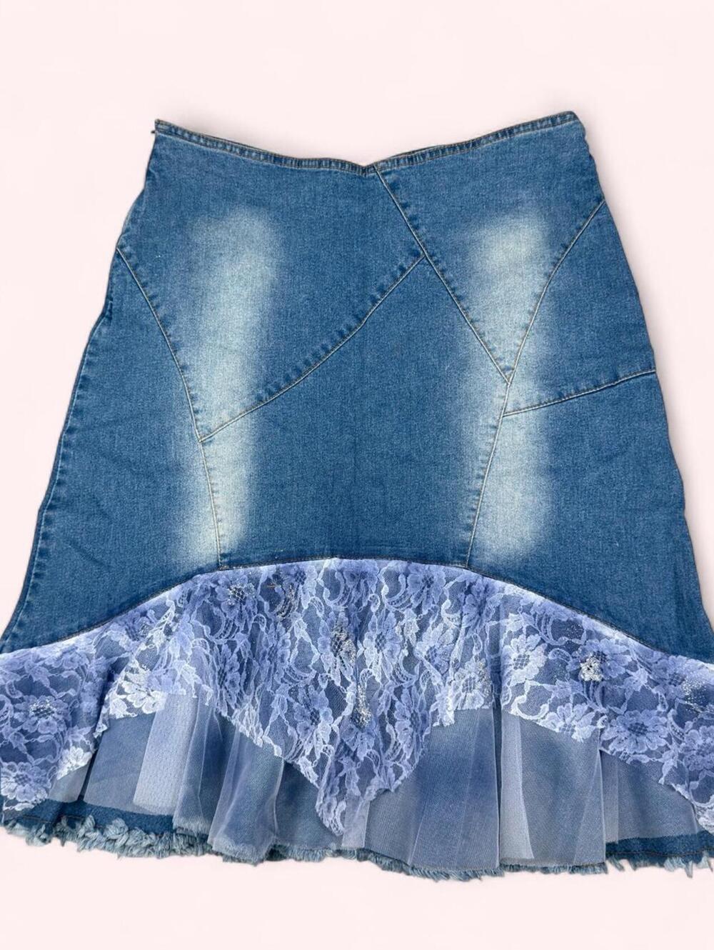 Deadstock West 36th New York blue denim midi skirt - Picture 5 of 7